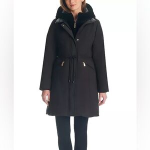 Kate Spade New York Womens Bibbed Hooded Puffer Coat